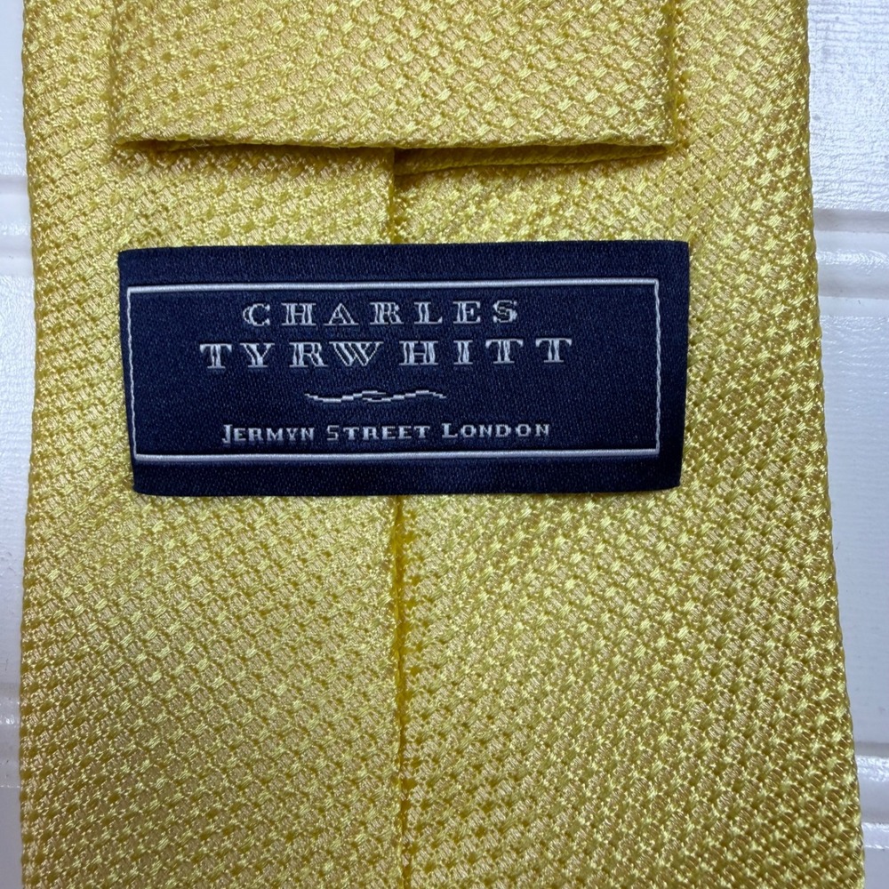 Charles Tyrwhitt Mens Yellow Textured Silk Tie Jermyn Street London RN116036 - Picture 2 of 7